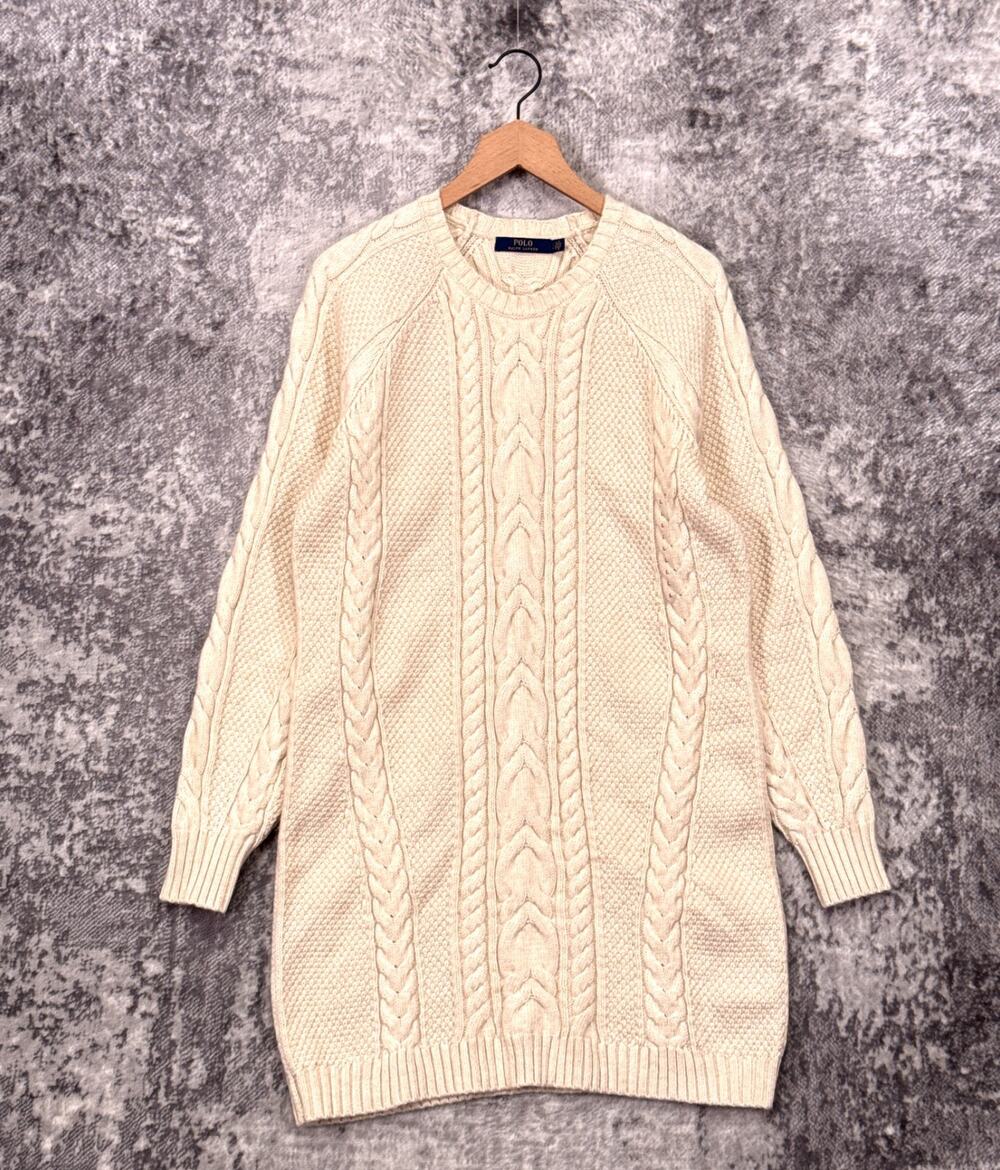 New Polo Ralph Lauren Sweater Dress Large Womens Chunky Cable Knit Ivory Cream